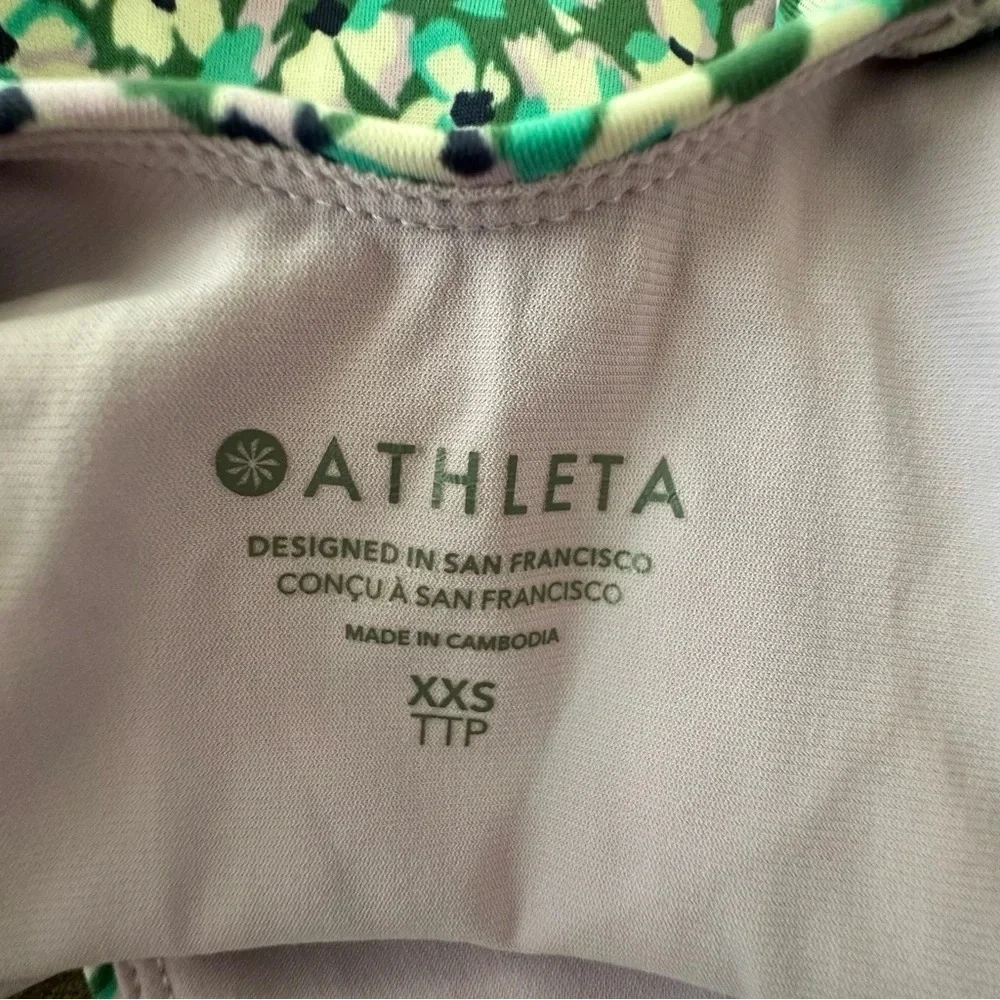 Athleta Womens XXS Hermosa‎ Ditsy Floral One Piece Swimsuit Green Purple Lined